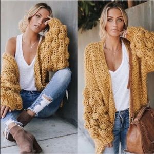 Pom Pom sleeve cardigan
